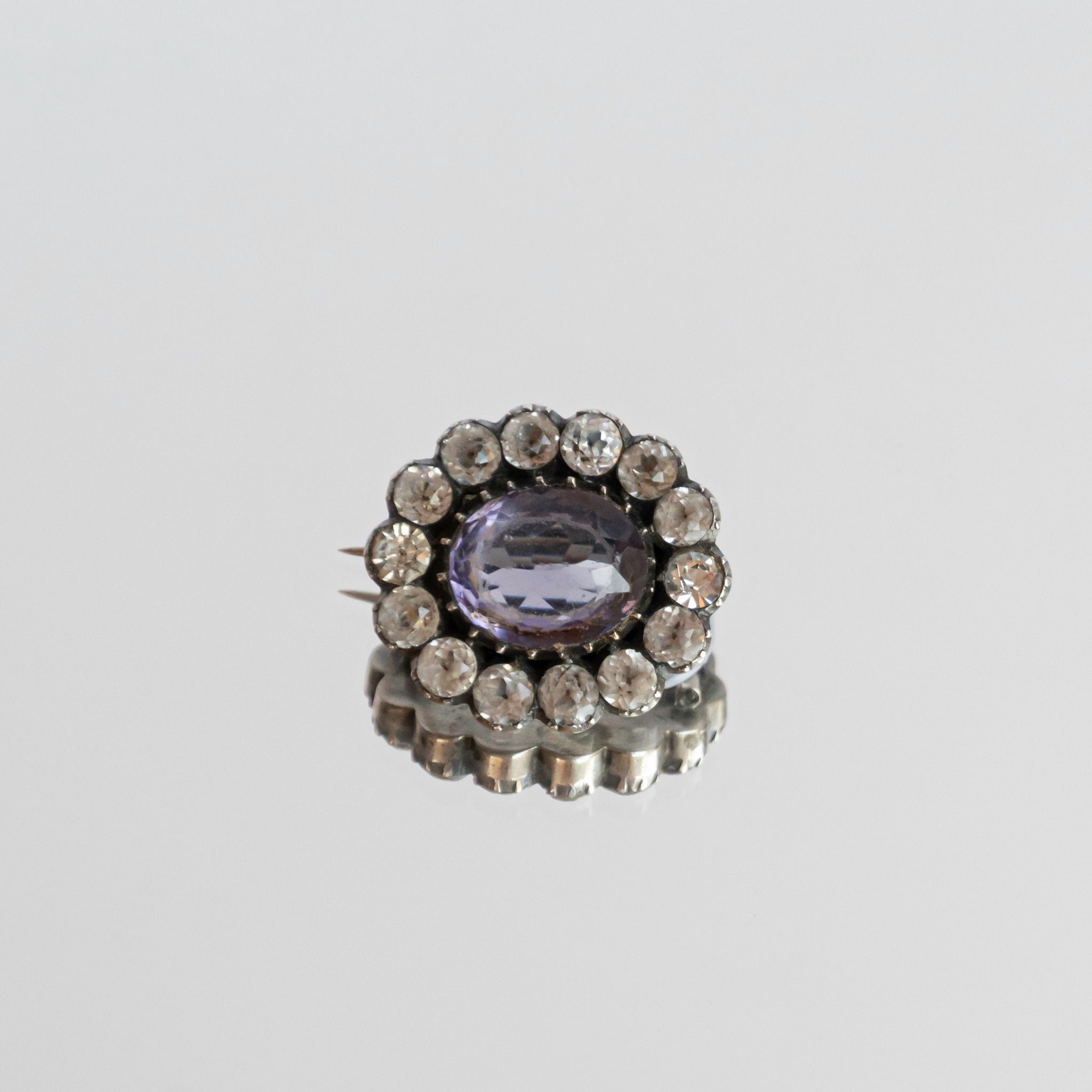 C.1900s Antique Amethyst Glass Claster Brooch