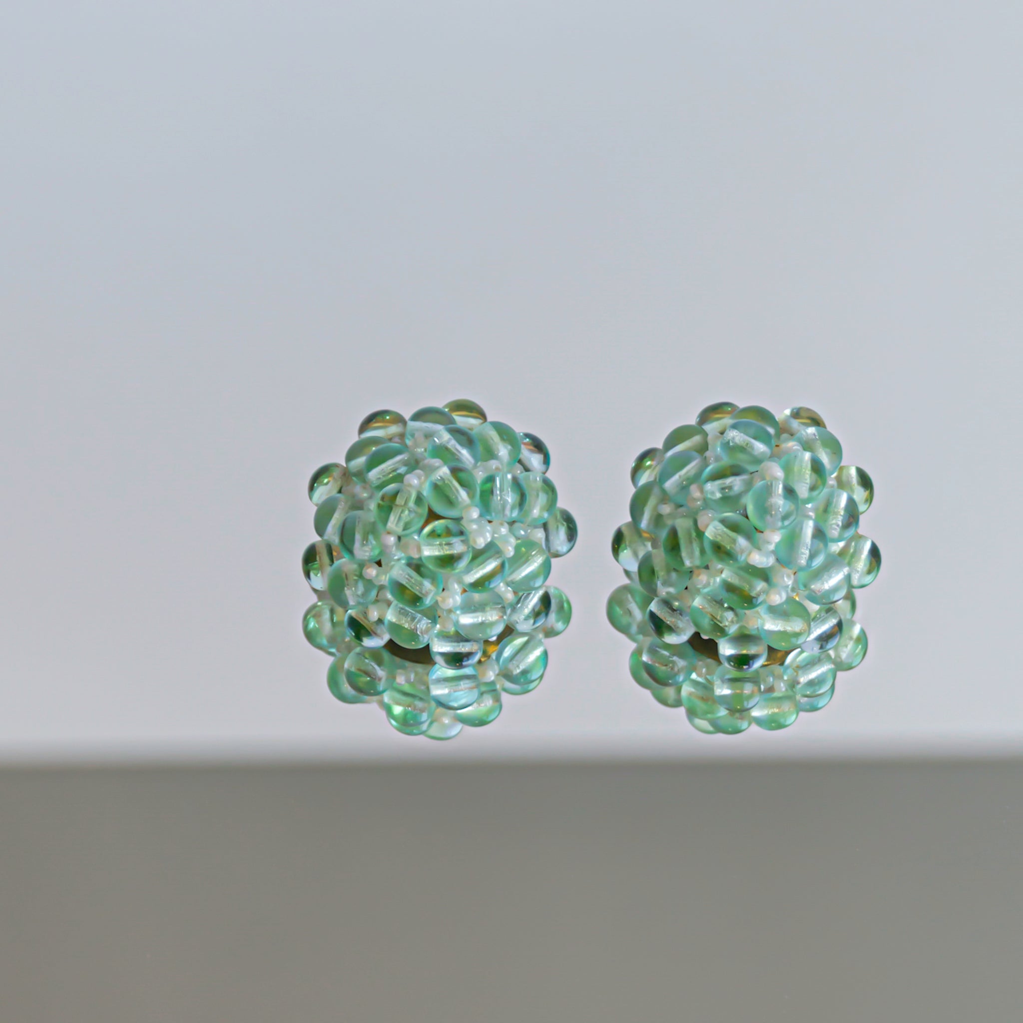 C.1940s French Mint Green Soda Glass Earrings