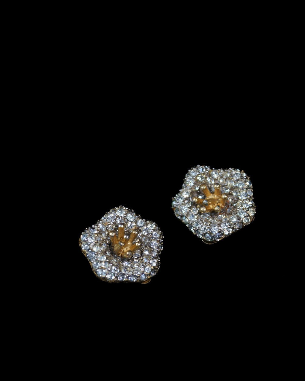 Dazzling Crysal Floral Clip-On Earrings