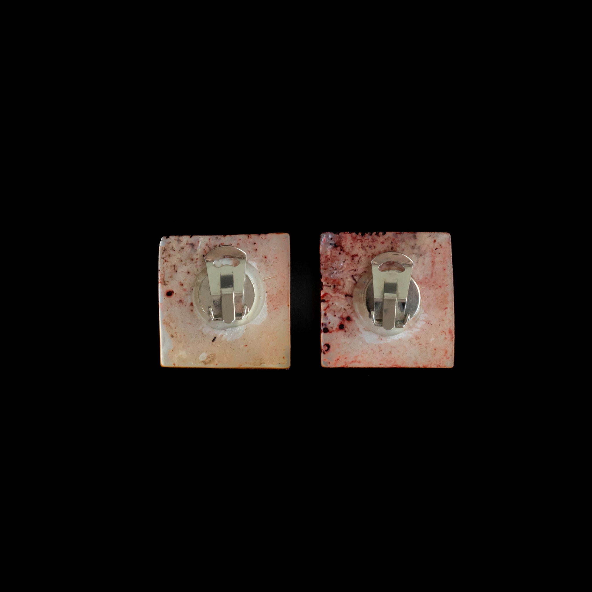 Pink Fossil Shell Square Earrings