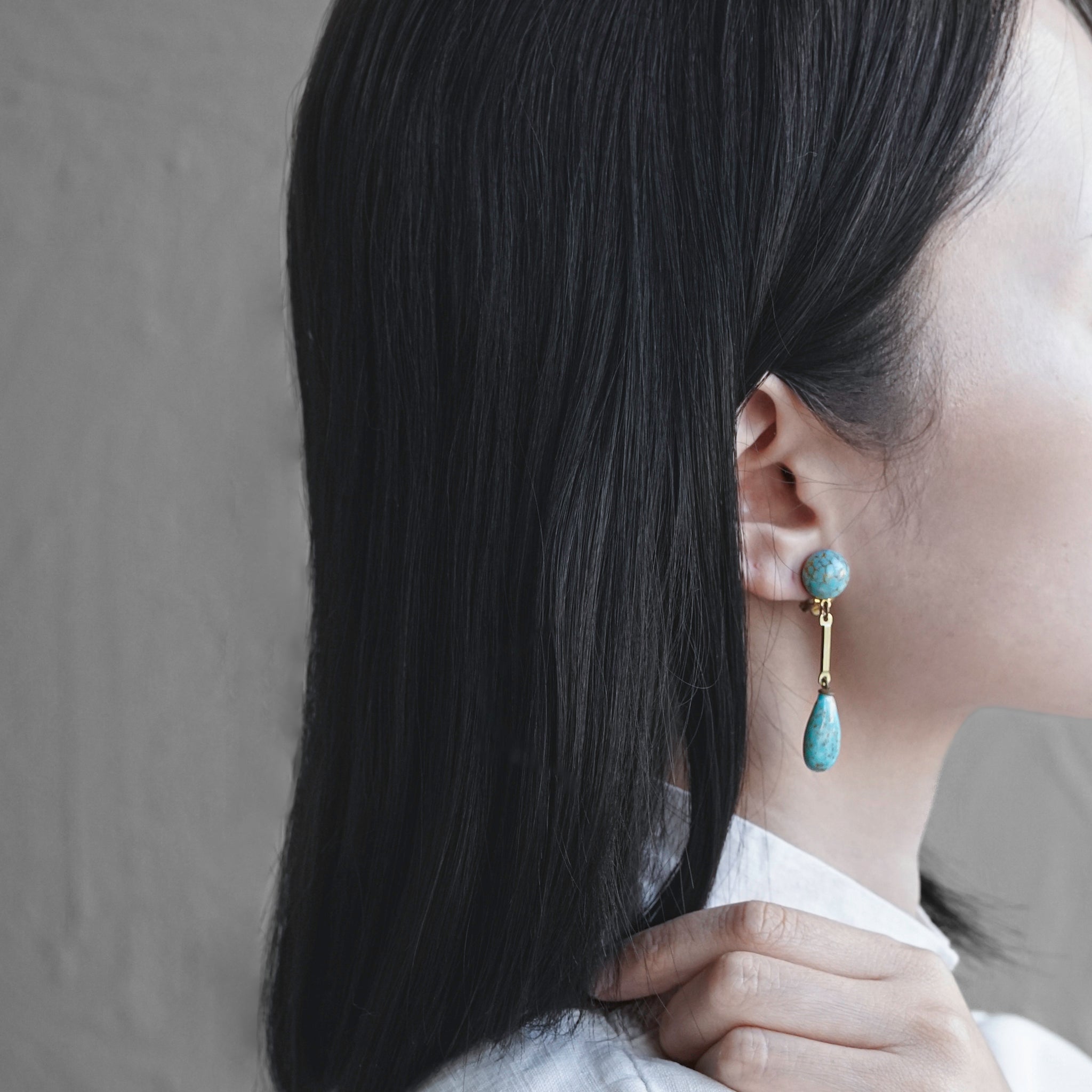 Blue Marble Glass Drop Earrings