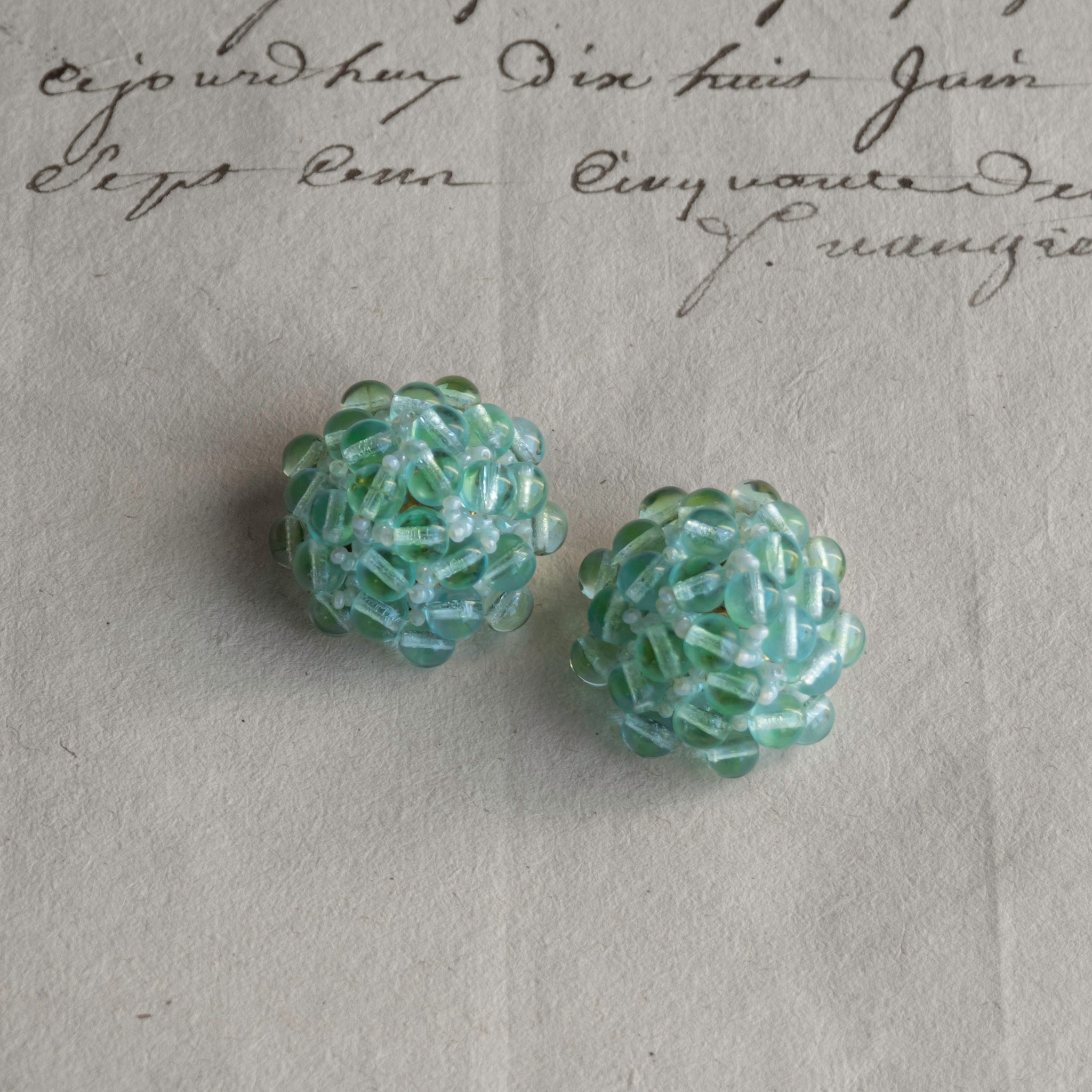 C.1940s French Mint Green Soda Glass Earrings