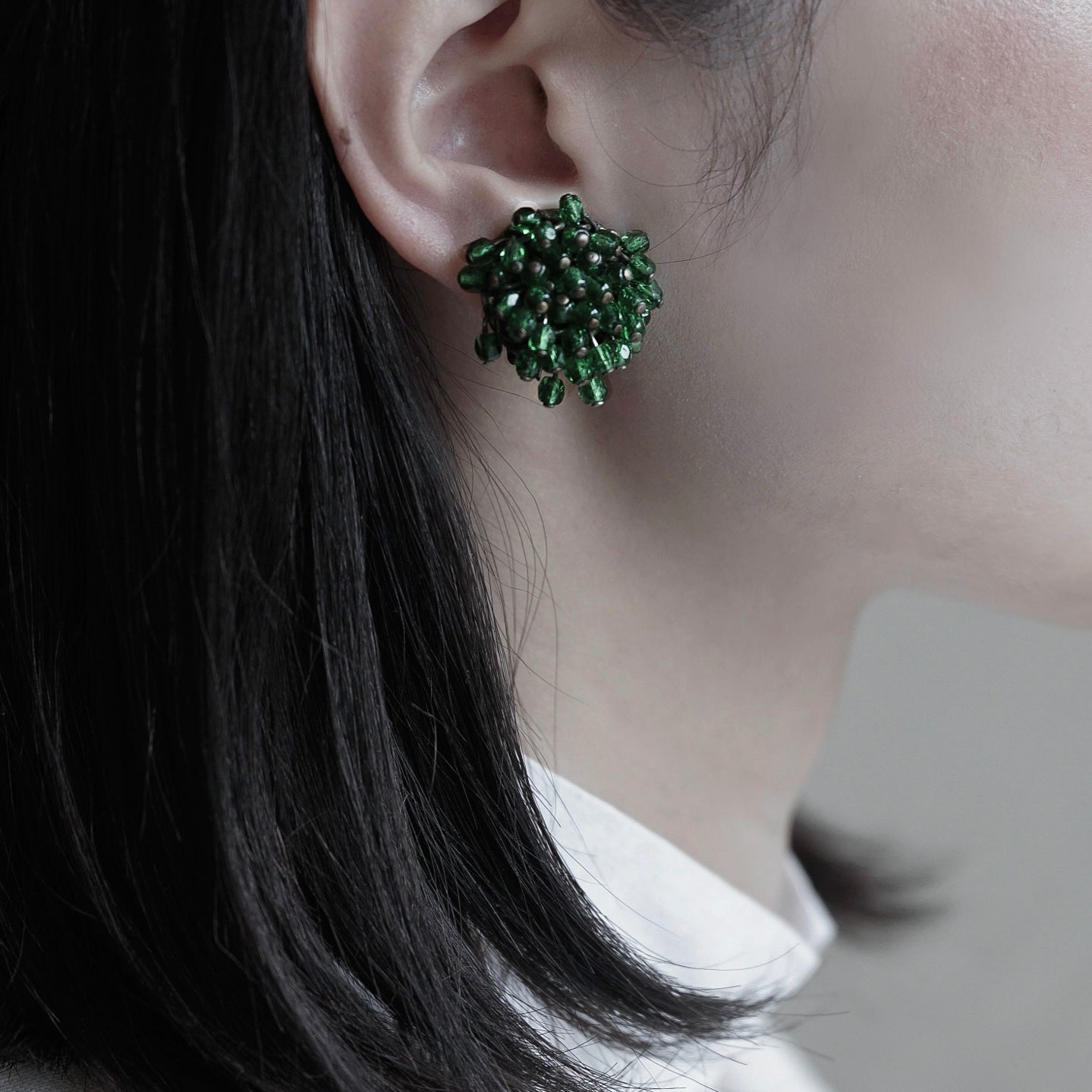 Green Glass Beads Earrings