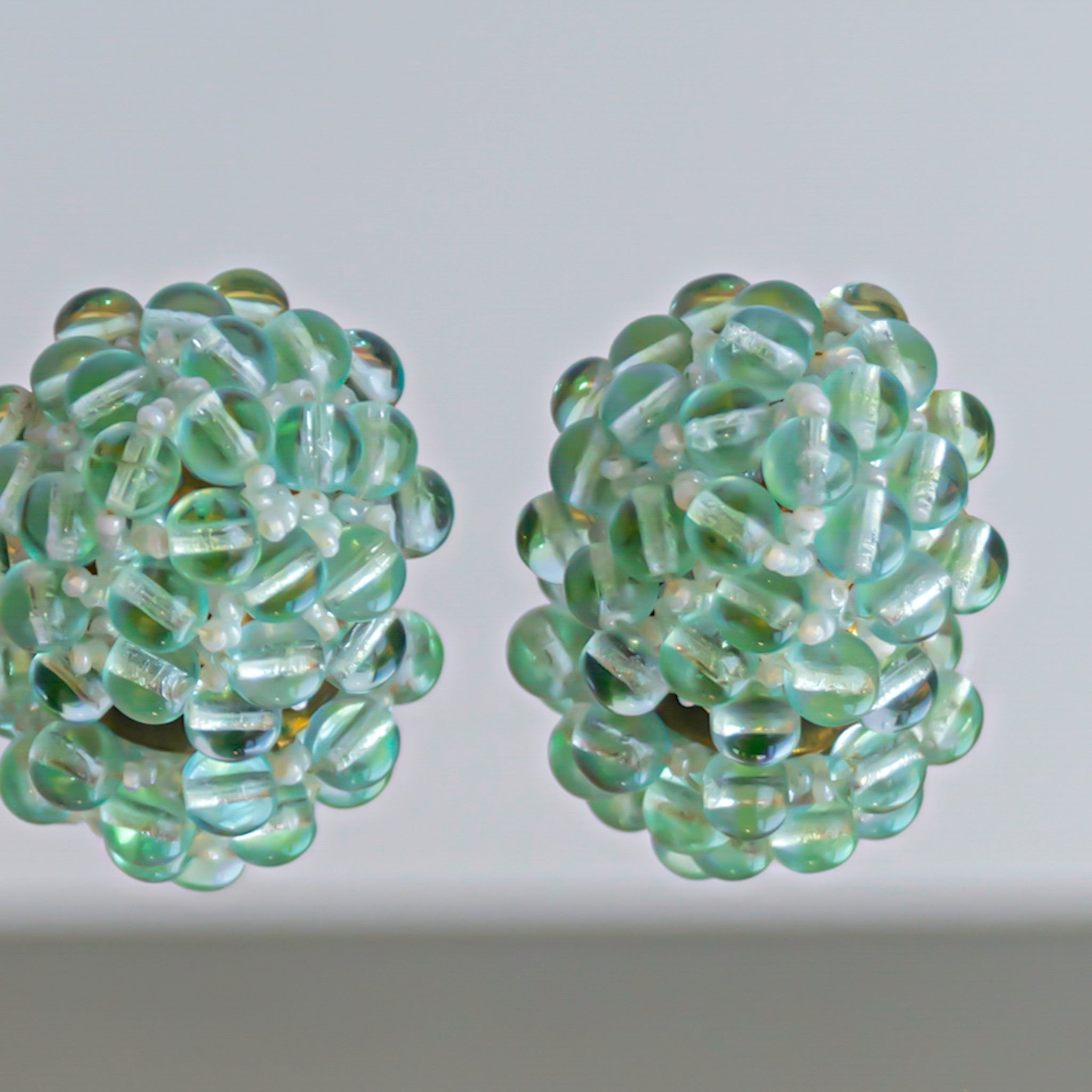 C.1940s French Mint Green Soda Glass Earrings