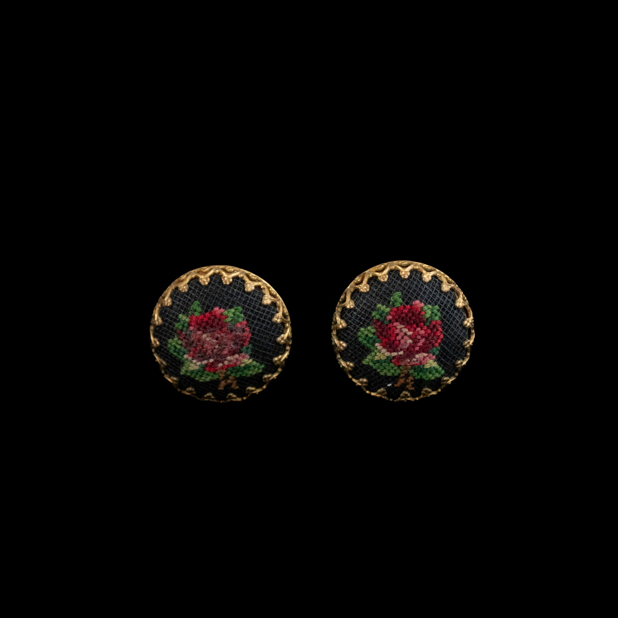 Red Rose Black Bonpoint Earrings