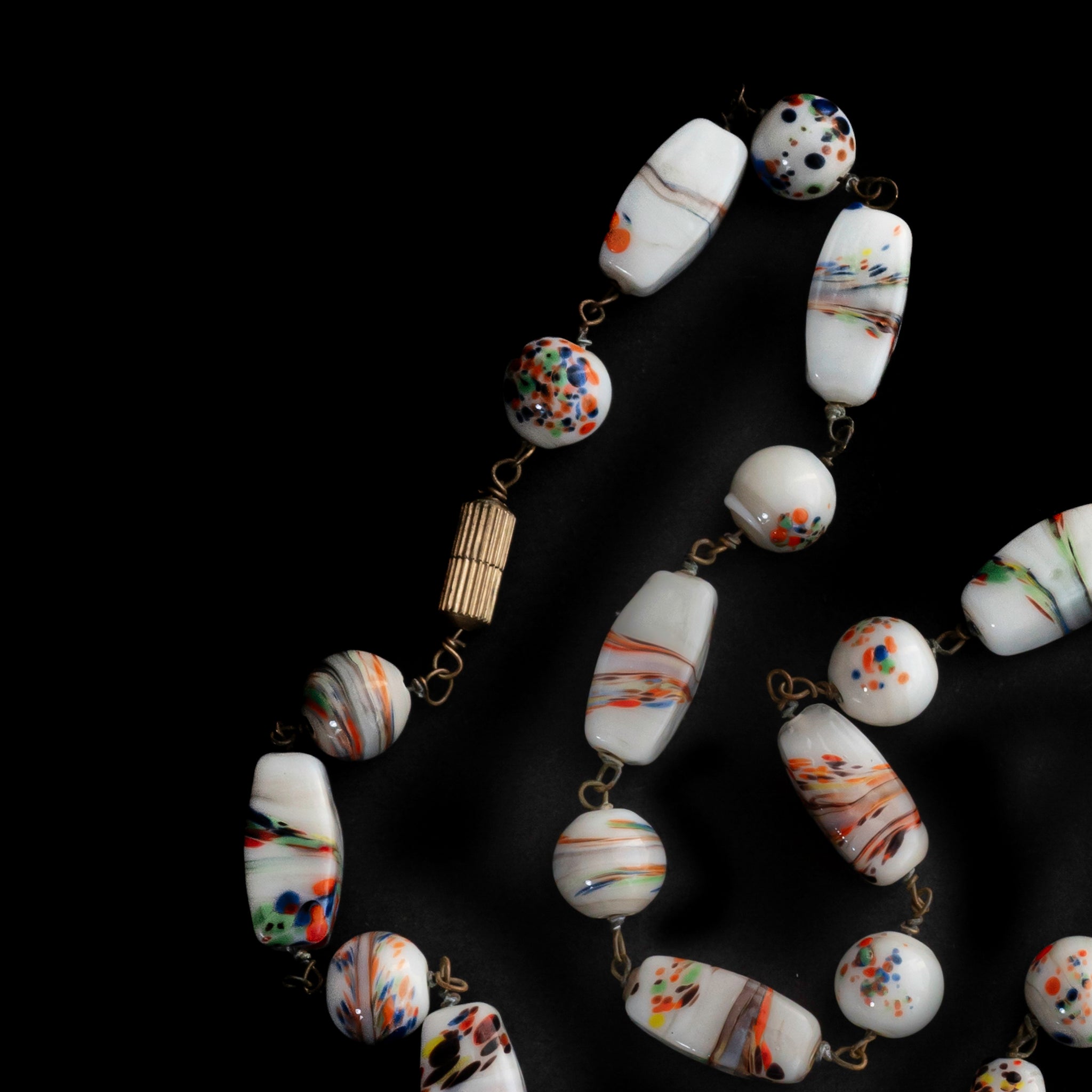 Milky Multi Color Art Glass Necklace