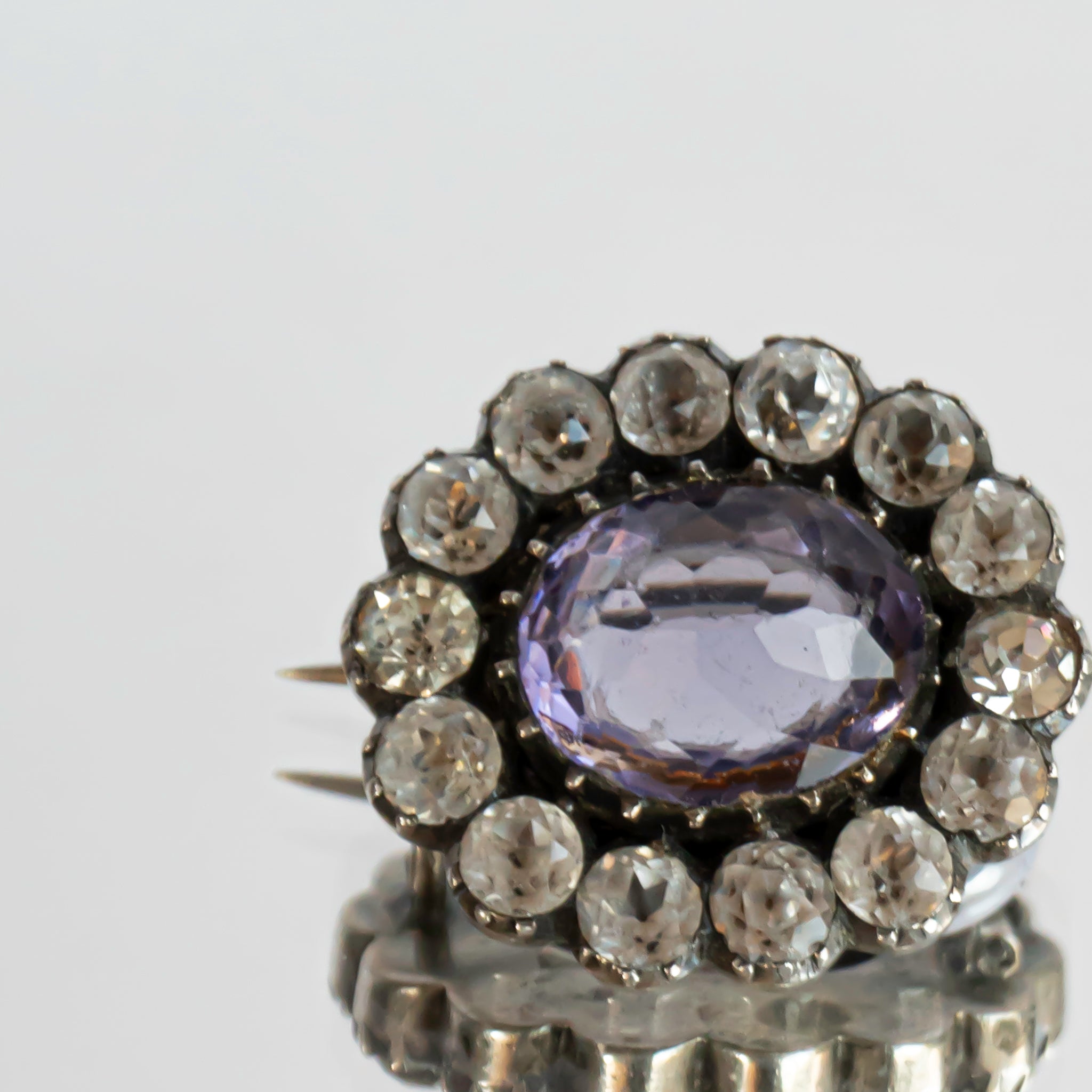 C.1900s Antique Amethyst Glass Claster Brooch