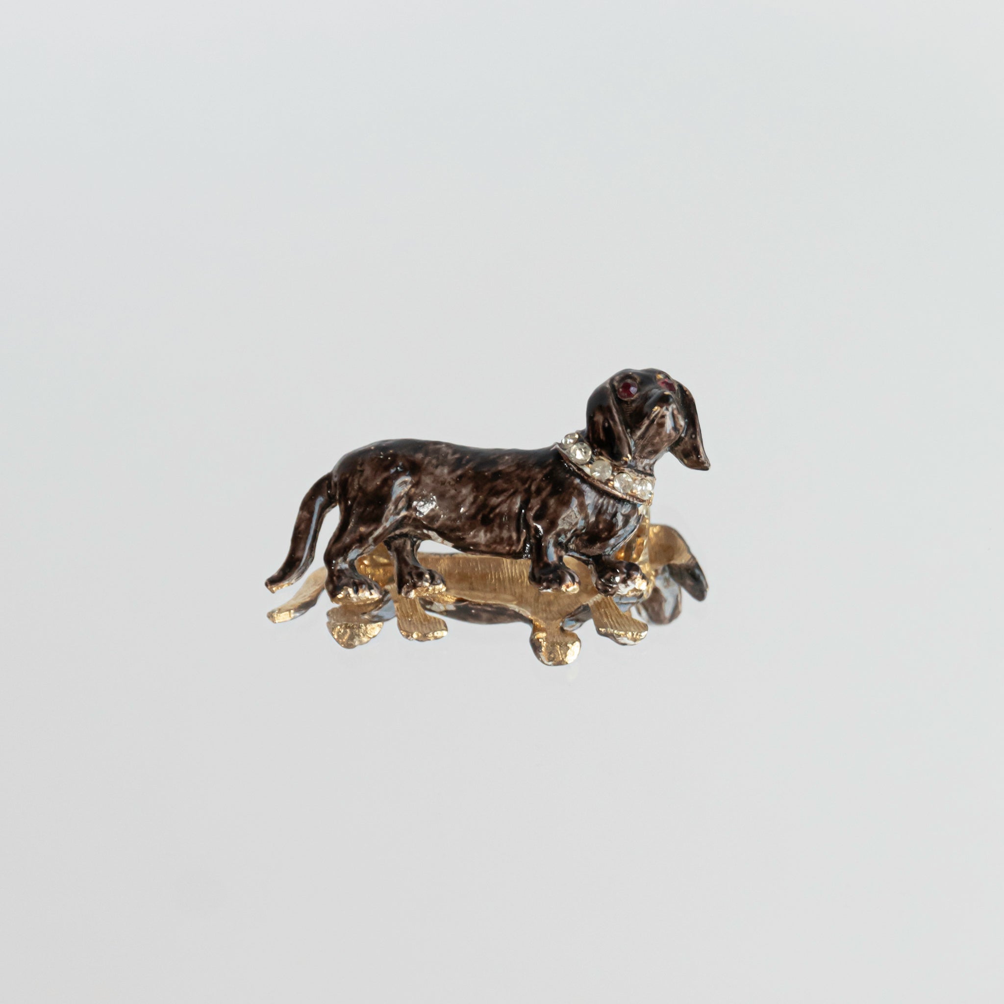 Handsome Red Eye Dachshund Brooch