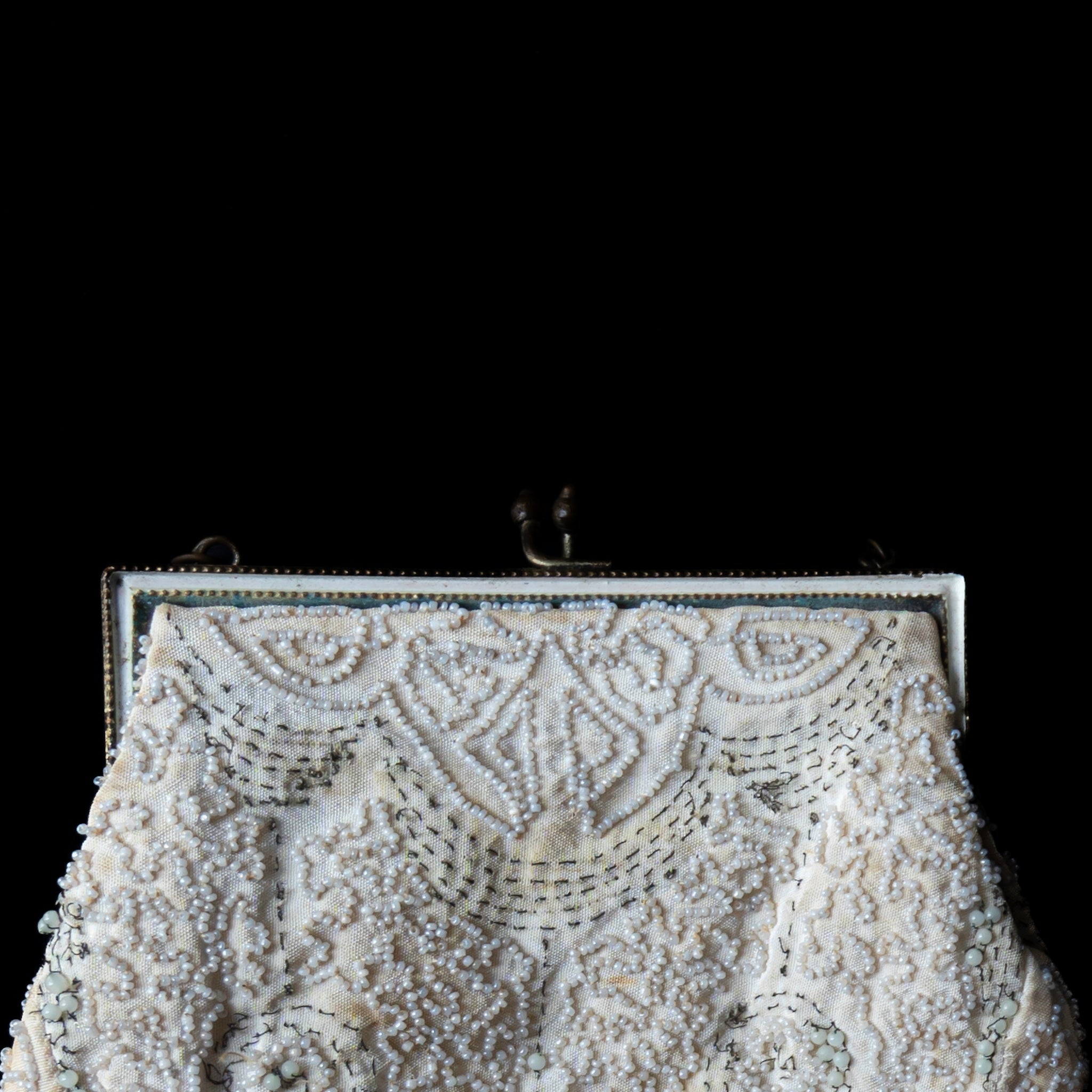 1930s French Micro Opal White Beads Purse