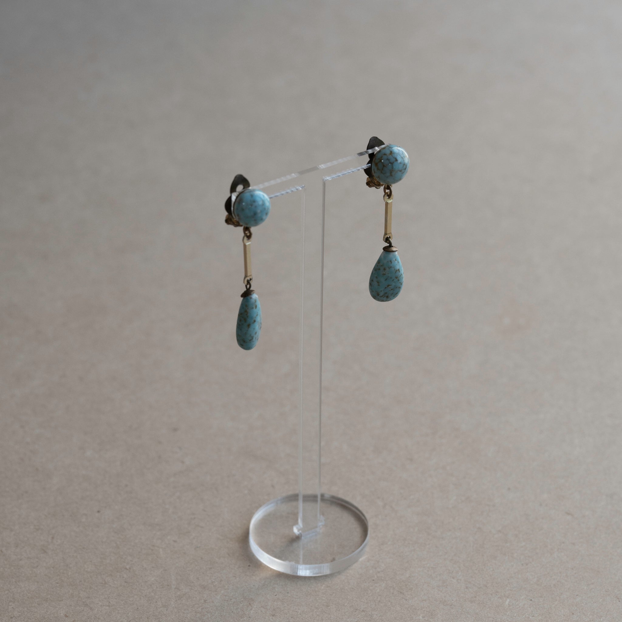 Blue Marble Glass Drop Earrings