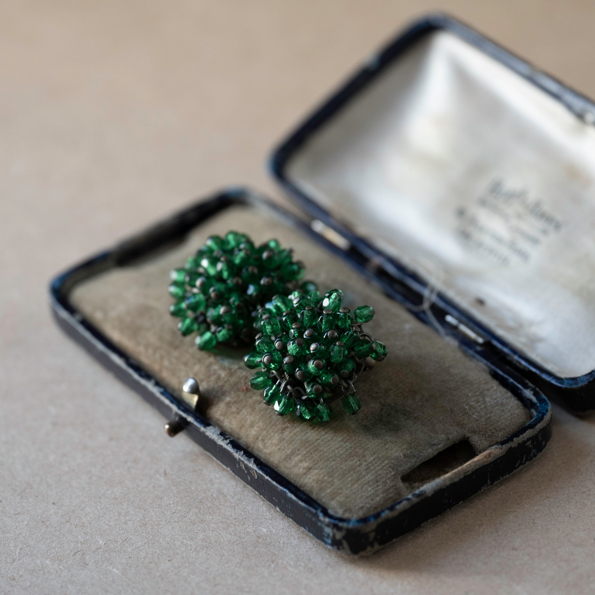 Green Glass Beads Earrings