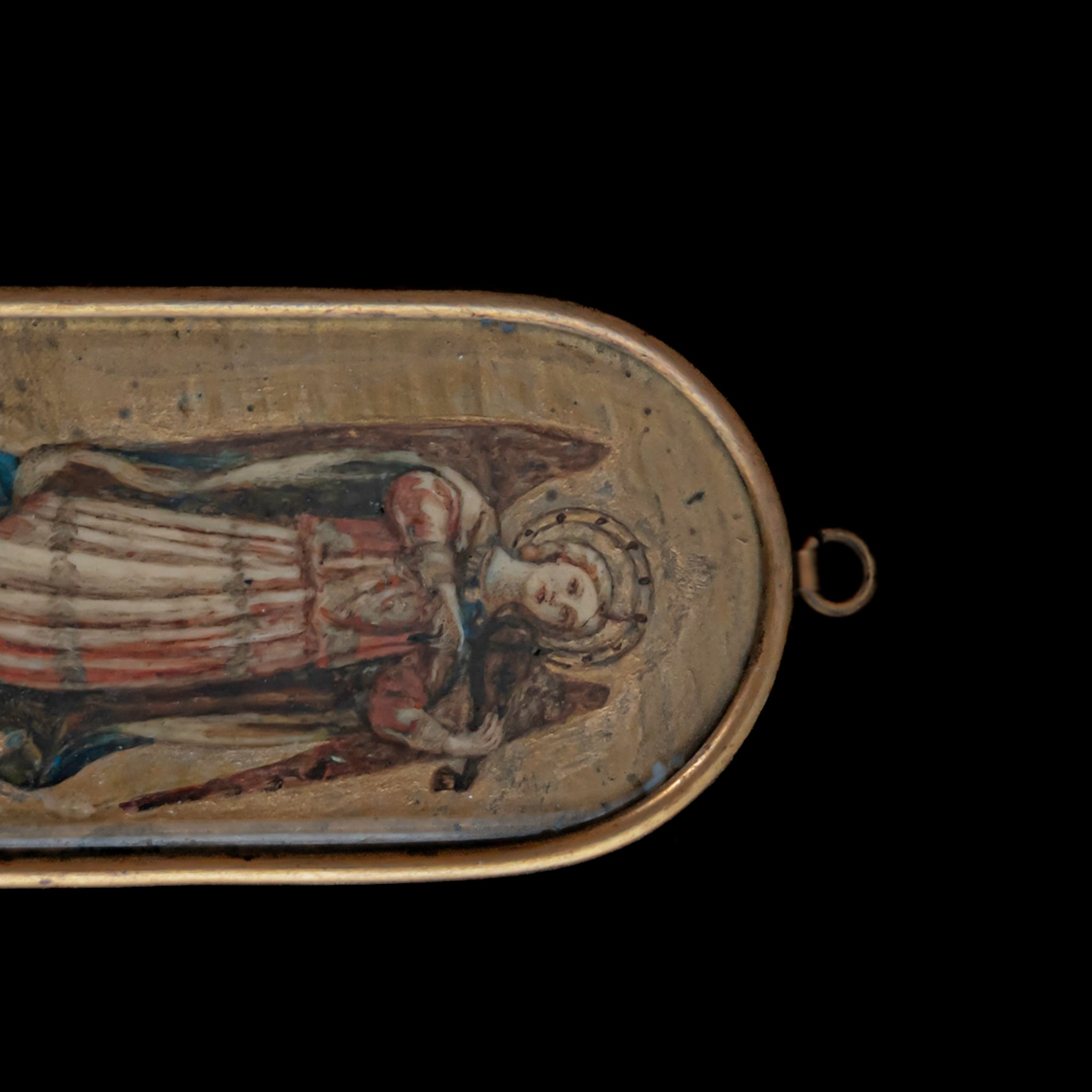 C.1880s Angel Musicien Painting Pendant