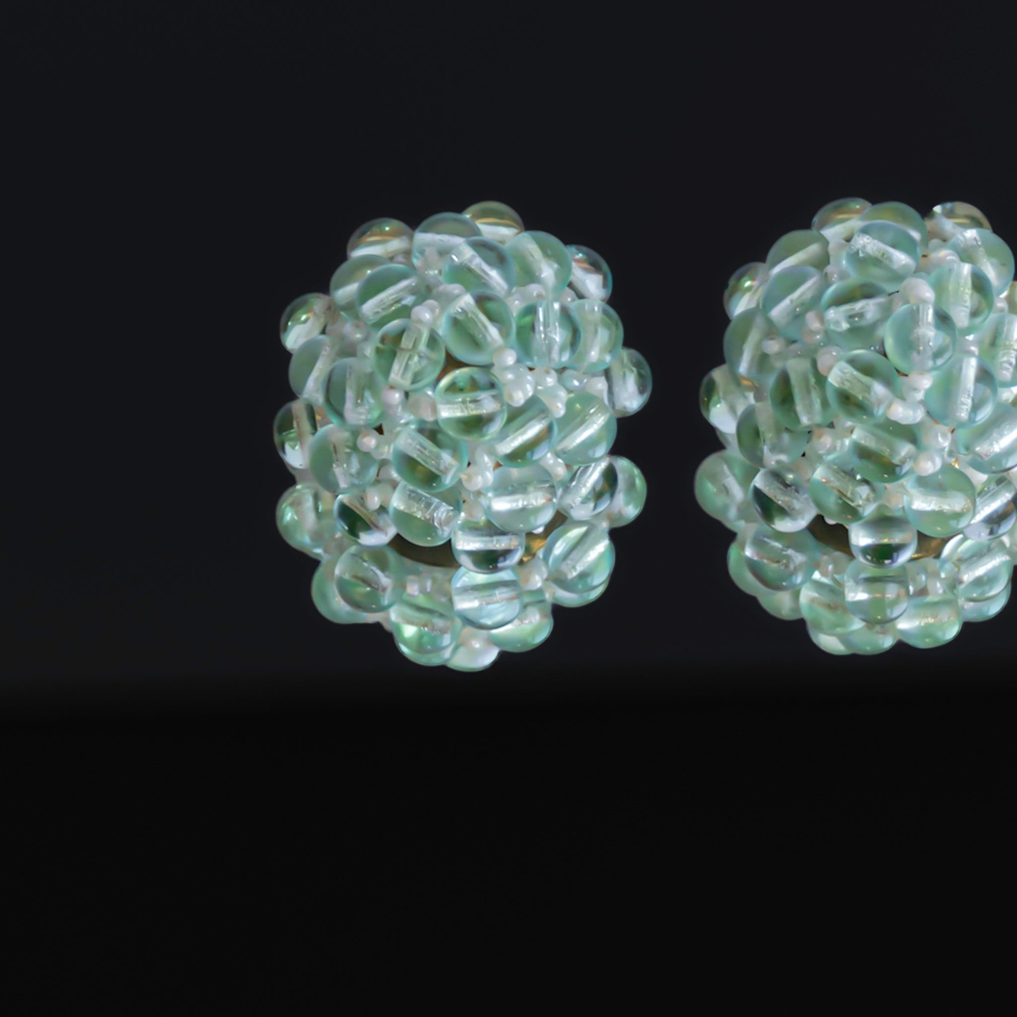 C.1940s French Mint Green Soda Glass Earrings