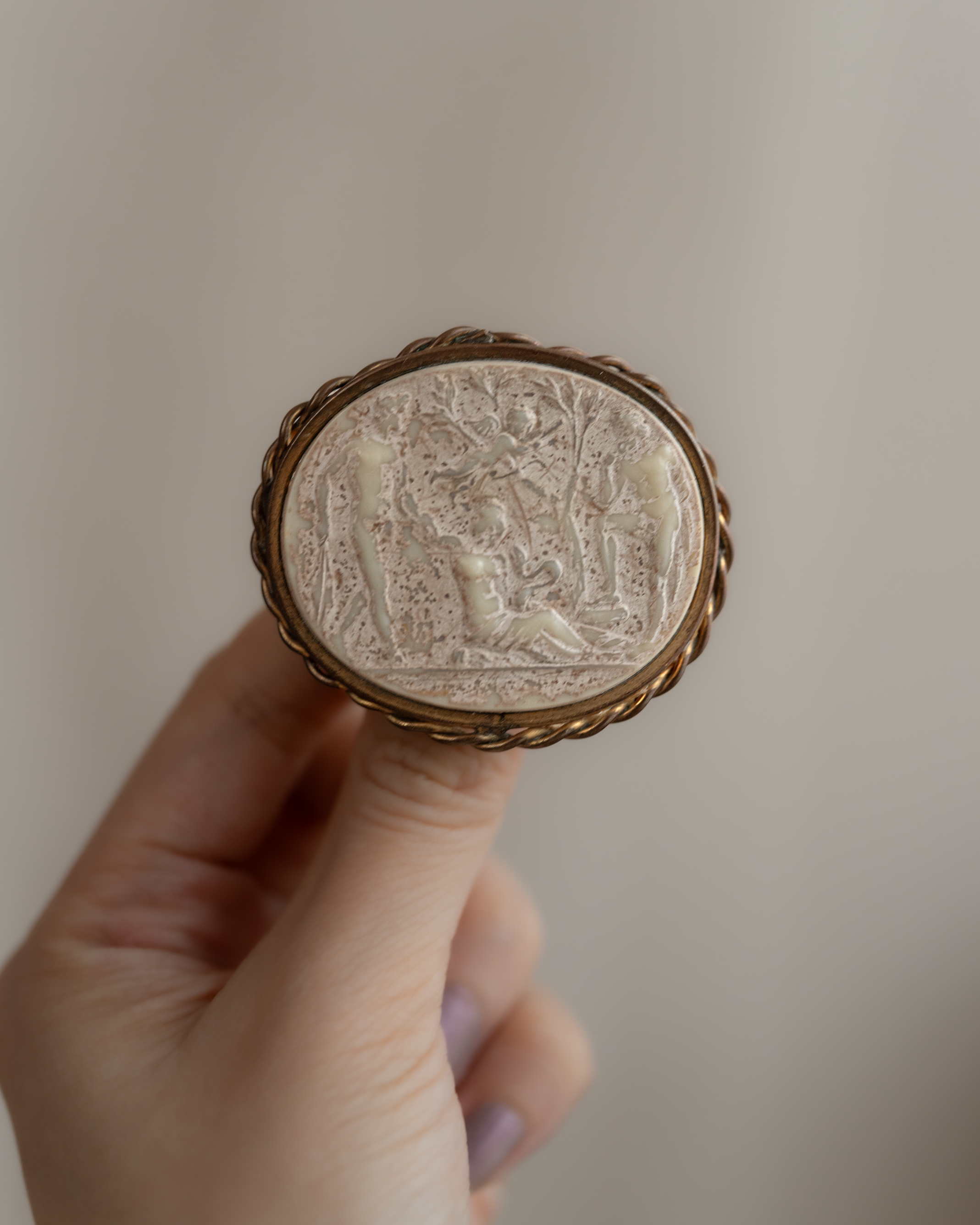 Oval Plaster Cameo Brooch