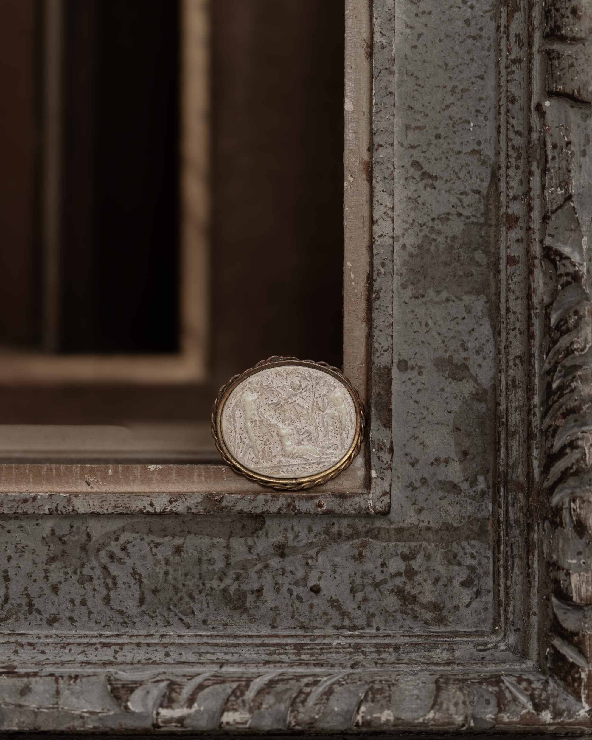 Oval Plaster Cameo Brooch