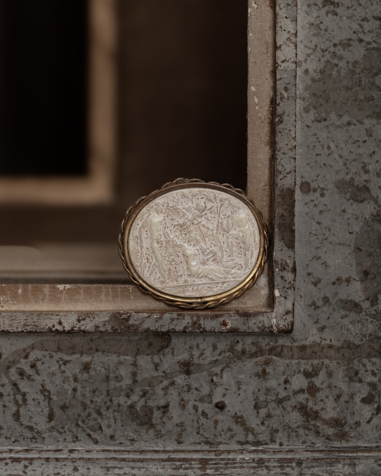 Oval Plaster Cameo Brooch