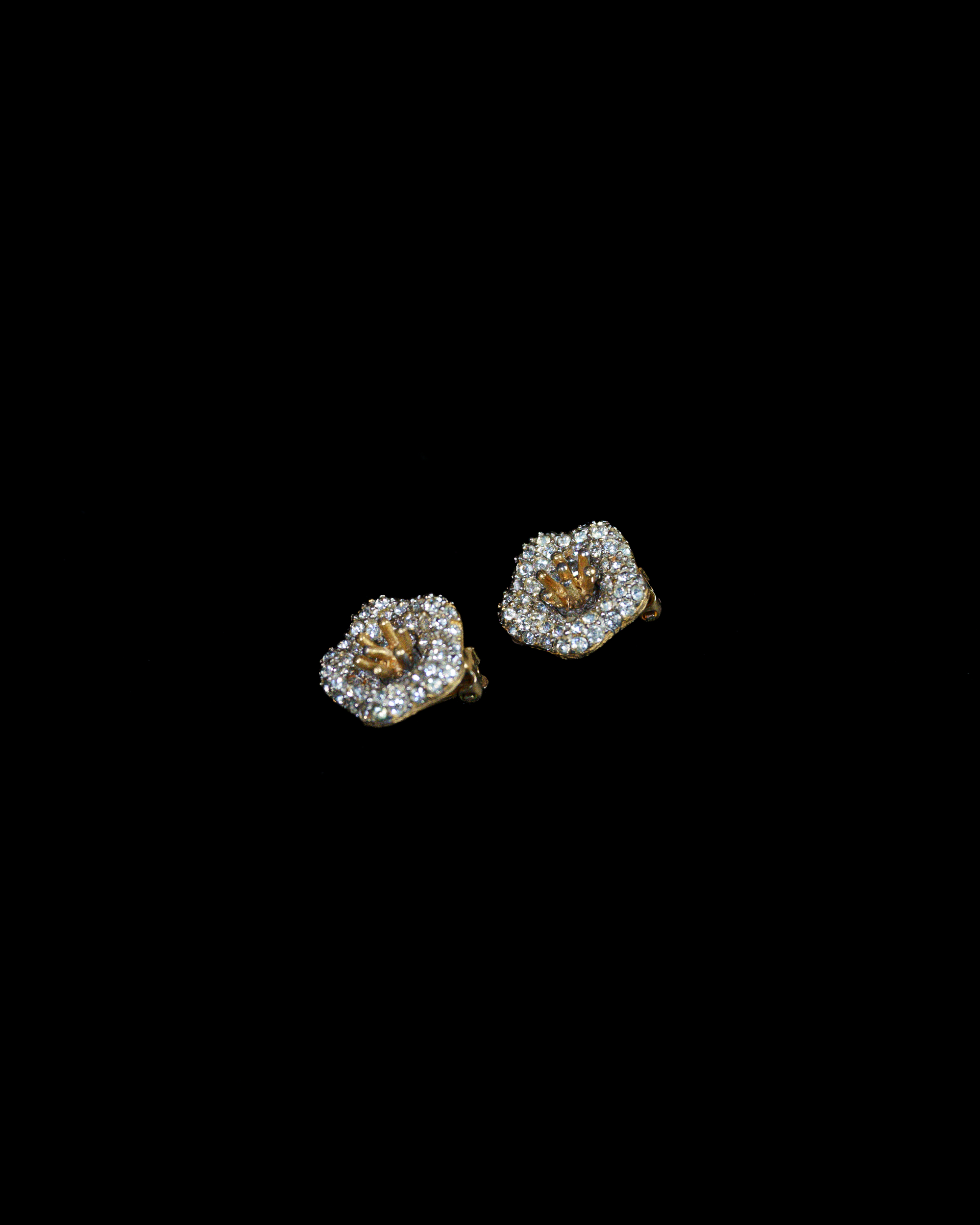 Dazzling Crysal Floral Clip-On Earrings