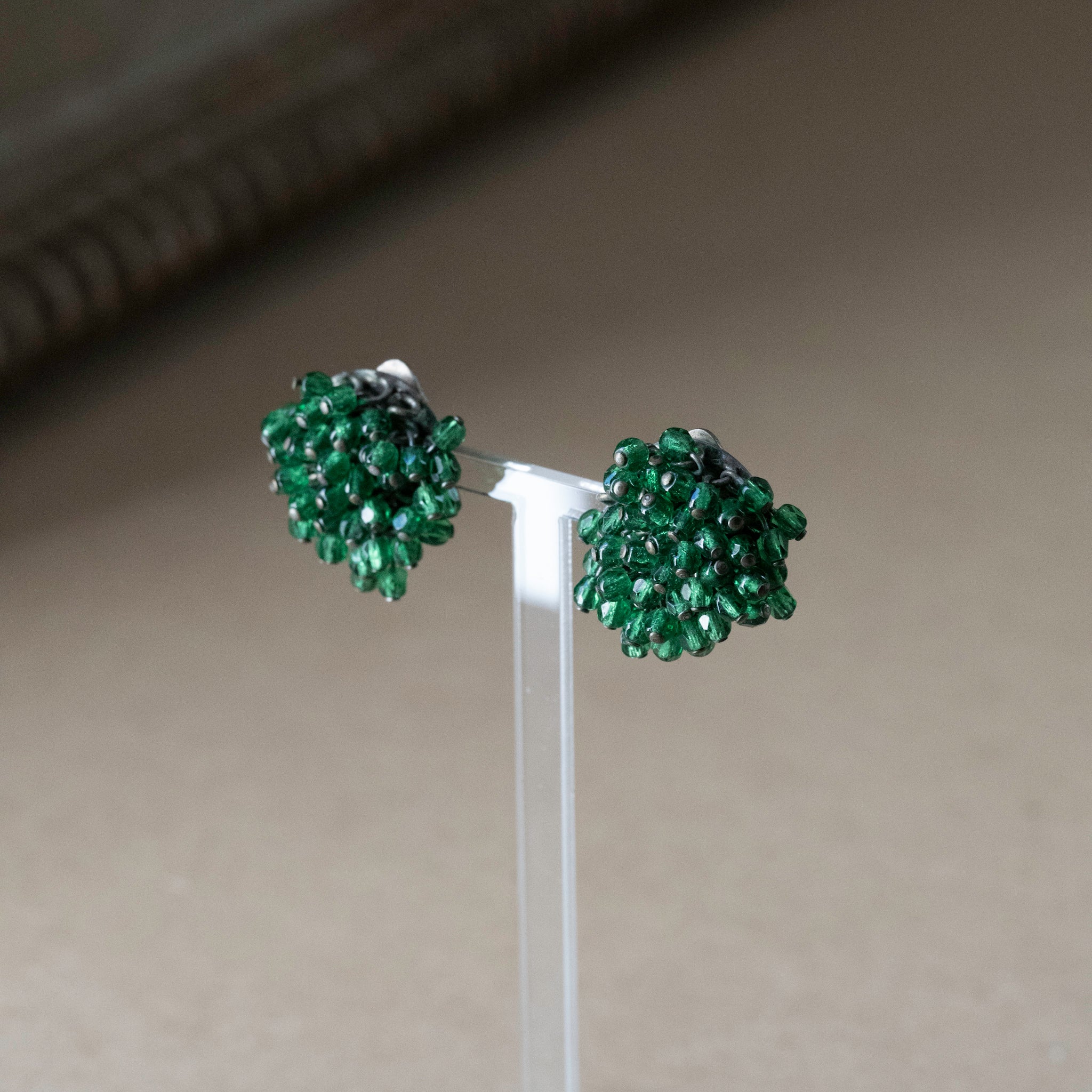 Green Glass Beads Earrings