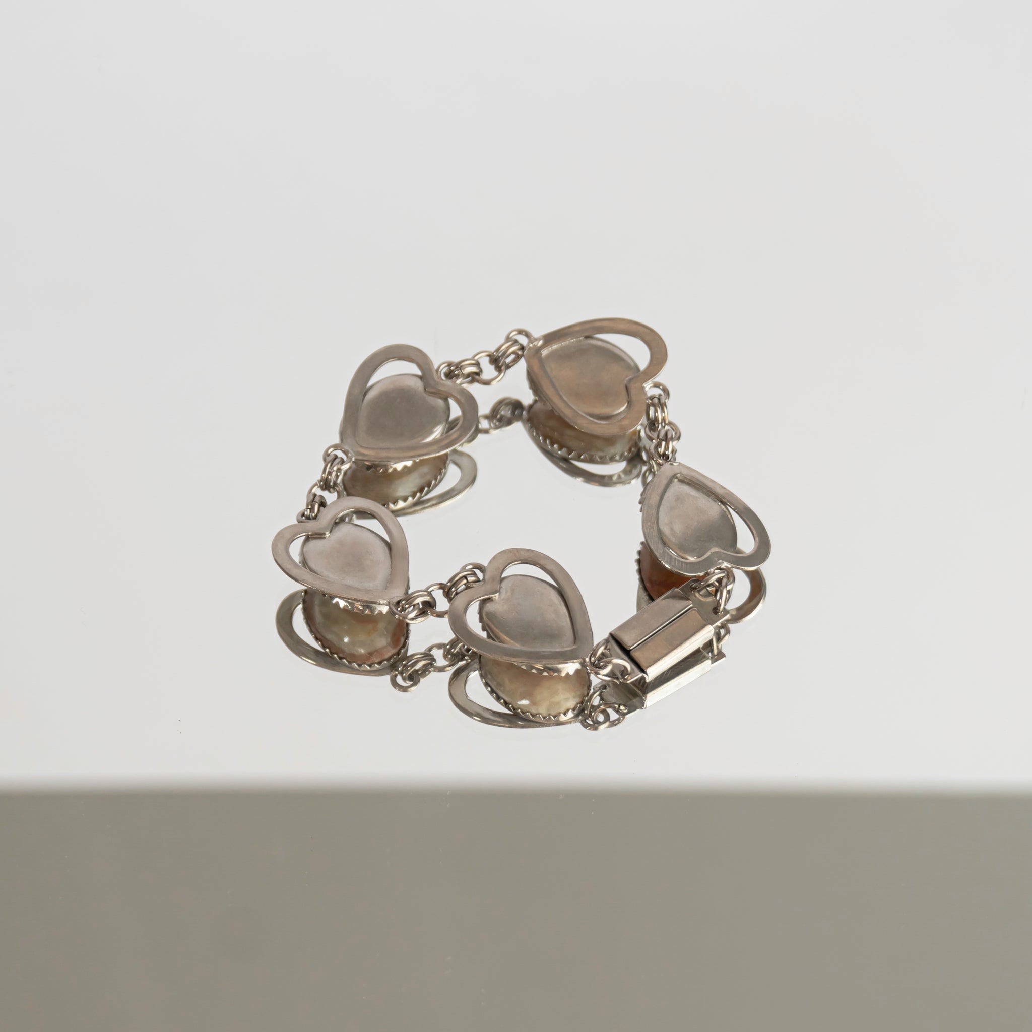 Smoky Earth Color Agate Silver Tone Bracelet